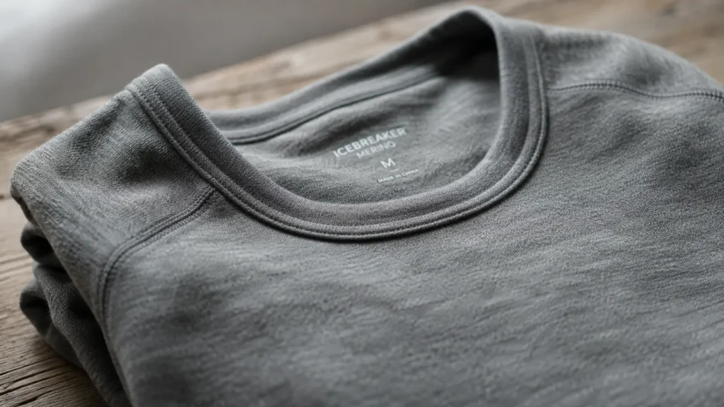 What to Wear Hiking in the Rain: The Beginner Woman's Guide Close-up of merino wool hiking base layer fabric