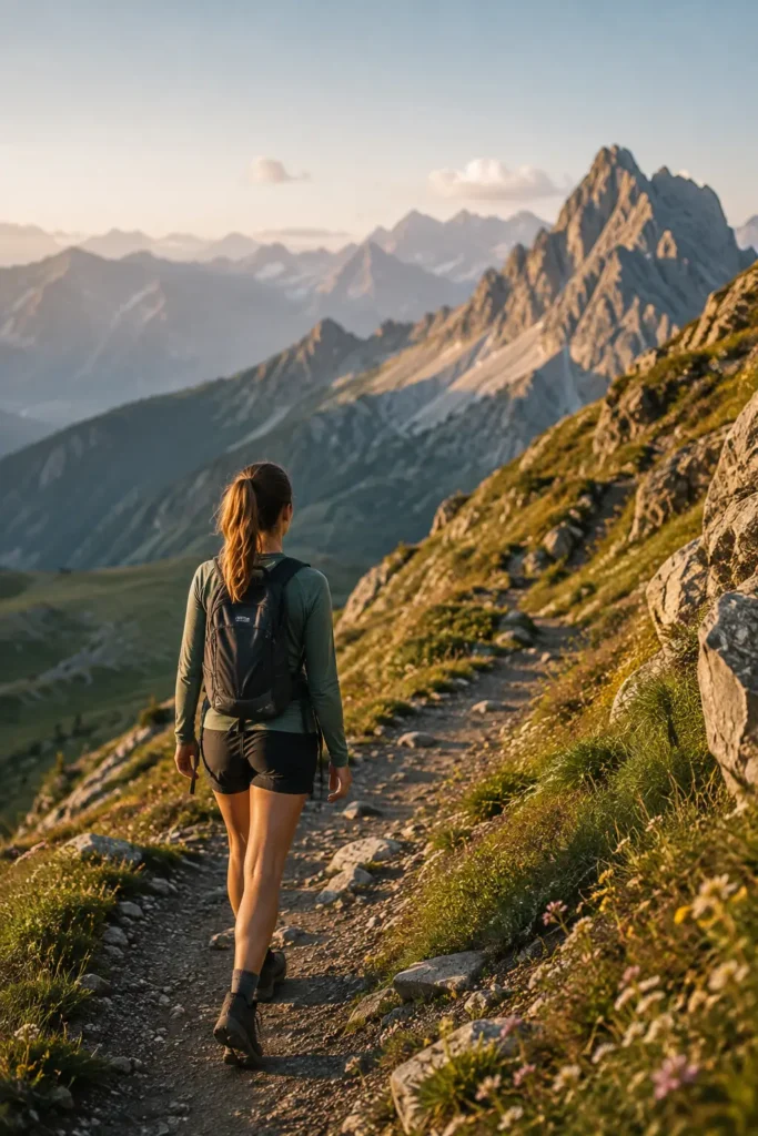 What to Do If You Get Lost Hiking: A Calm Step-by-Step Guide for Women Woman hiking alone confidently on a mountain trail, looking prepared and at ease